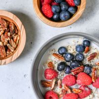 bowl of oatmeal with fruit